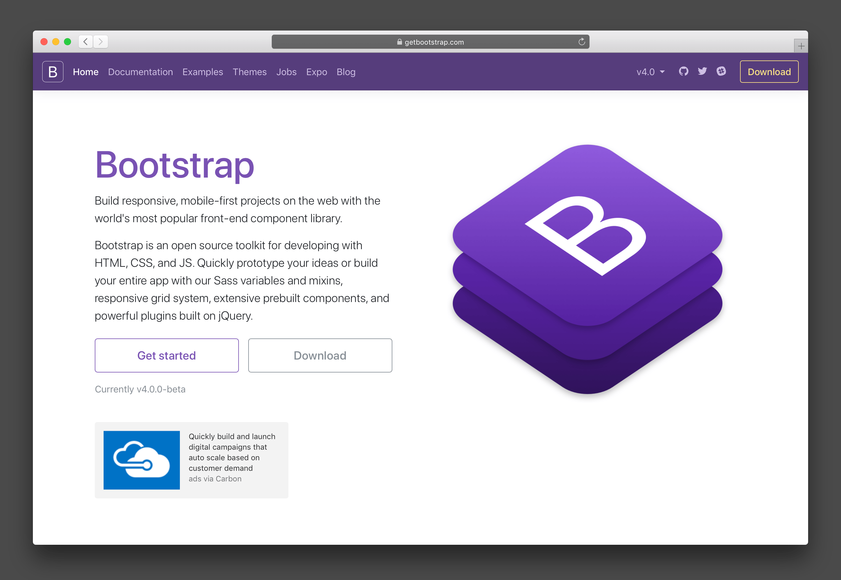 get bootstrap 4